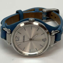 Designer Fossil ES3297 Georgia Silver-Tone Leather Strap Analog Wristwatch alternative image