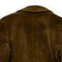 Womens Brown Velvet Single Breasted Notch Collar One Button Blazer Size 10 image number 4
