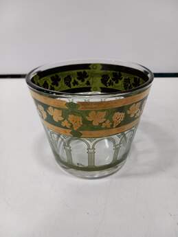Cera Gold & Green Grape Leaf Ornate Glass Ice Bucket