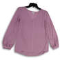 Womens Purple Long Sleeve V-Neck Stretch Pullover Blouse Top Size 00 image number 1