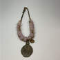 Designer Lucky Brand Gold-Tone Bubble Pink Stone Beaded Pendant Necklace image number 3