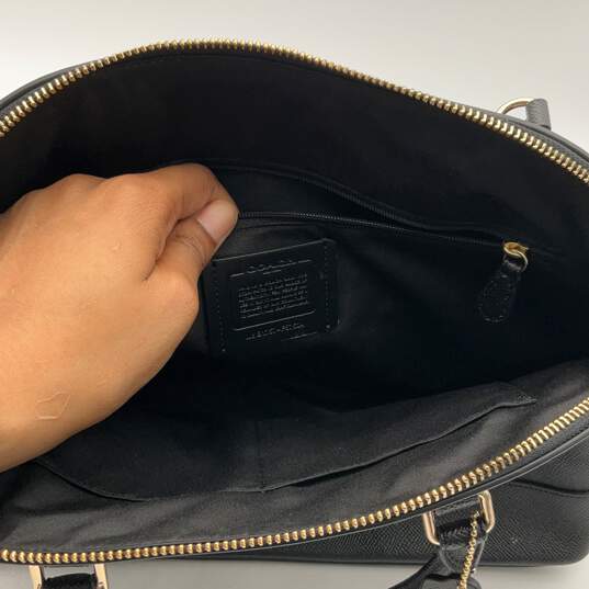 Coach Womens Sierra Black Leather Zipper Adjustable Strap Mini Satchel Handbag image number 5