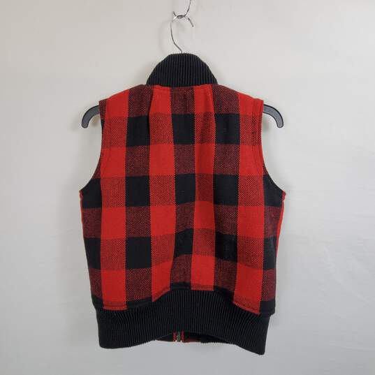 MadeWell Women Red Plaid Knit Vest Sz S image number 4