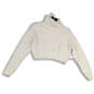 Womens White Turtleneck Long Sleeve Cropped Pullover Sweater Size Small image number 4