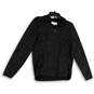 Womens Black Long Sleeve Quarter Zip Mock Neck Pullover Sweatshirt Size S image number 1