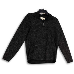 Womens Black Long Sleeve Quarter Zip Mock Neck Pullover Sweatshirt Size S