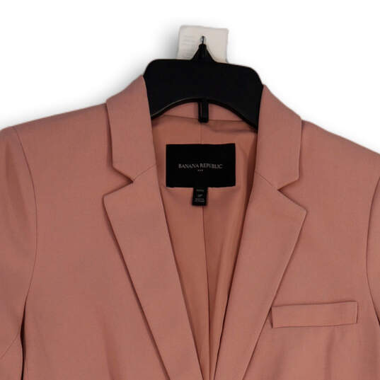 Womens Pink Long Sleeve Notch Lapel Single Breasted One Button Blazer Sz 2P image number 3