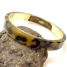 Designer J. Crew Gold-Tone Tortoise Round Shape Bangle Bracelet w/ Dust Bag
