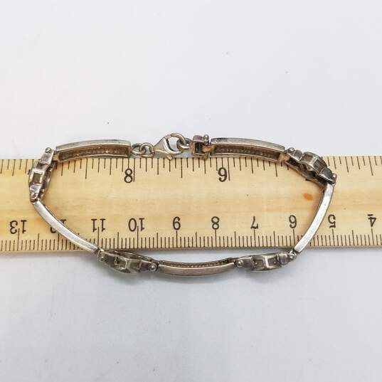Sterling Silver Crystal Panel Bracelet 13.6g image number 6