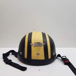 YH Chenshi Leather Covered Motorcycle Helmet Sz. M