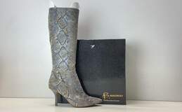 B. Makowsky Snake Embossed Leather Slip-On Boots Grey 7.5