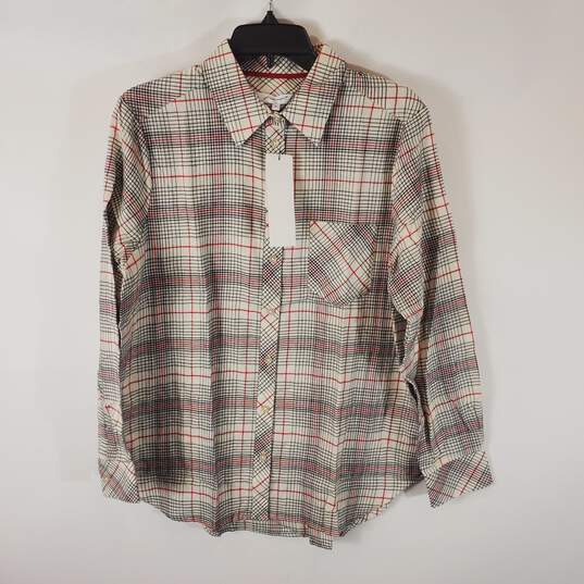 Foxcroft NYC Women Plaid Flannel Shirt 10 NWT image number 1