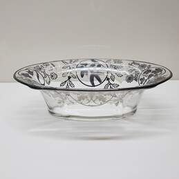 Sterling Silver Overlay Glass Oval Bowl 12x8.5x3.5"