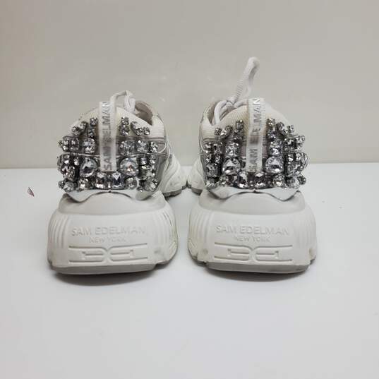 Sam Edelman Bedazzled White Silver Sneakers Size Women's 6 image number 5