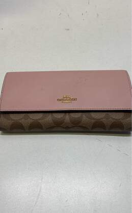 COACH Pink Signature Bifold Envelope Card Wallet