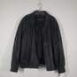 Mens Leather Long Sleeve Slash Pockets Full-Zip Motorcycle Jacket Size XXL image number 1