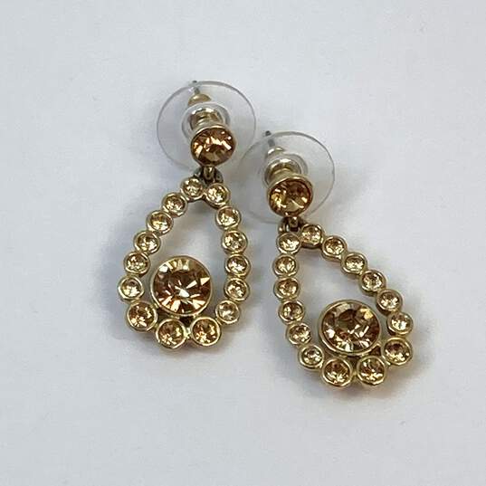Designer Givenchy Womens Gold-Tone Studded Push Back Teardrop Dangle Earrings image number 2