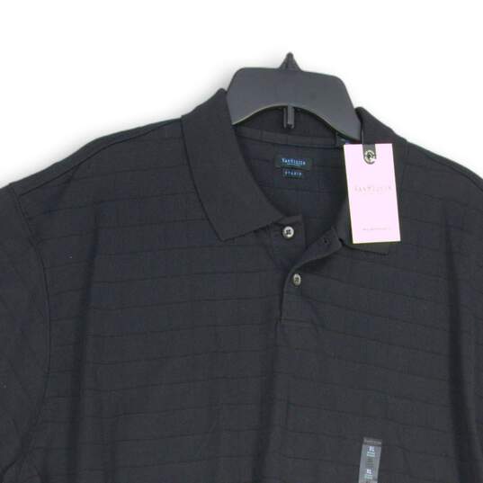 NWT Van Heusen Mens Black Striped Spread Collar Short Sleeve Polo Shirt Size XL image number 3