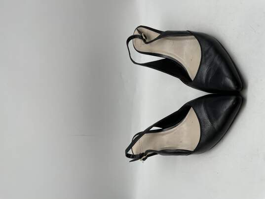Womens Black Leather Pointed Toe Adjustable Slingback Pump Heels Size 7.5B image number 1