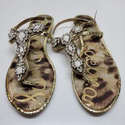 Sam Edelman Women's Jeweled Flat Sandals Gold Size 9M alternative image