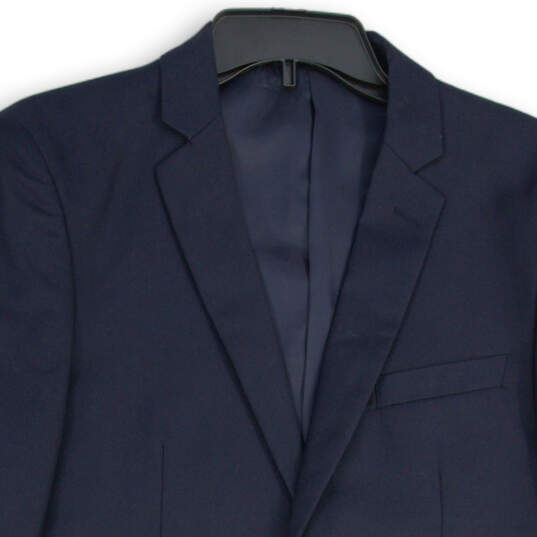 NWT Mens Navy Blue Long Sleeve Single Breasted Two Button Blazer Size 38 image number 3