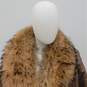 VTG 1980s J. Percy for Marvin Richards Women's Brown Leather Fox Fur Trim Collar Jacket Size S image number 4