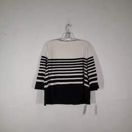 Womens Striped Round Neck 3/4 Sleeve Pullover Cropped Blouse Top Size 3 alternative image