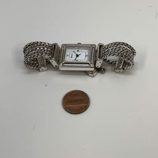Designer Brighton Tivoli Silver-Tone Chain Strap Square Quartz Wristwatch image number 3
