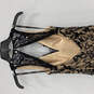 Womens Black Sleeveless Lace Beaded V-Neck Cutout Back Zip Maxi Dress Sz 00 image number 1