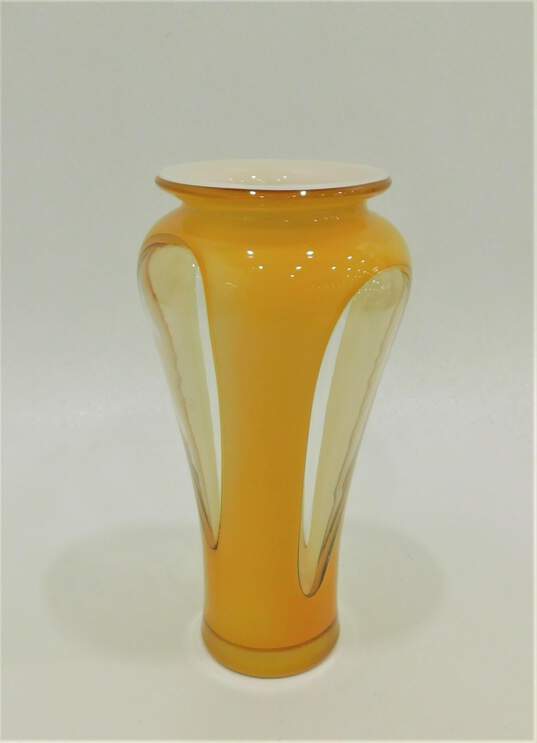 Gorgeous Designs MCM Mid Century Style Yellow Mod Glass Vase Home Decor image number 1