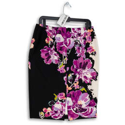 Womens Purple Floral Flat Front Back Zip Straight And Pencil Skirt Size 10 alternative image