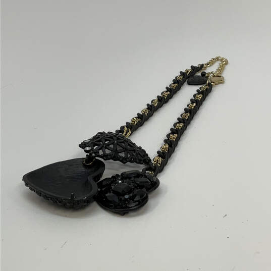 Designer Betsey Johnson Gold-Tone Link Chain Black Stone Statement Necklace image number 2