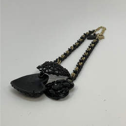 Designer Betsey Johnson Gold-Tone Link Chain Black Stone Statement Necklace alternative image