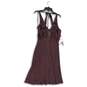 NWT Jones New York Womens Purple Halter Neck Back Zip A-Line Dress Size 10 image number 1