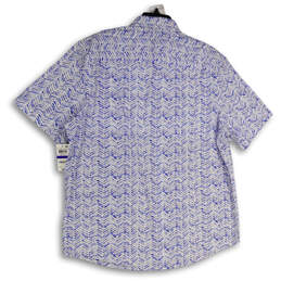 NWT Mens White Blue Chevron Short Sleeve Collared Button-Up Shirt Size XL alternative image