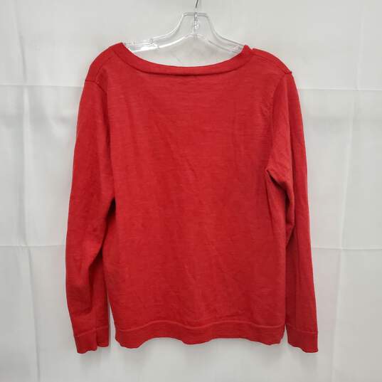 Eileen Fisher WM's Salmon Color 100% Merino V-Neck Sweater Size MM image number 2