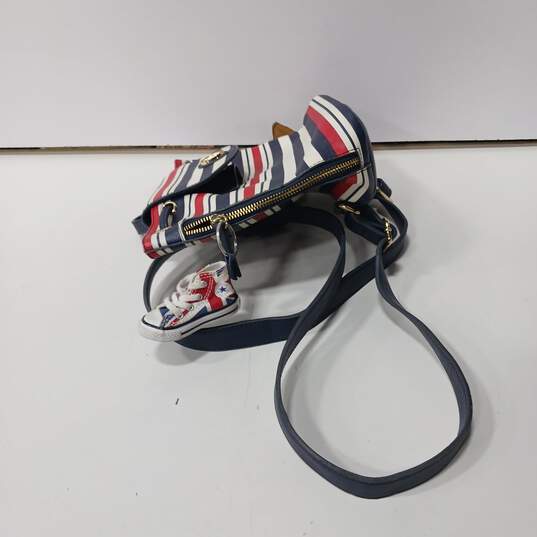 Tommy Hilfiger Mini Striped Pattern Backpack Handbag image number 4