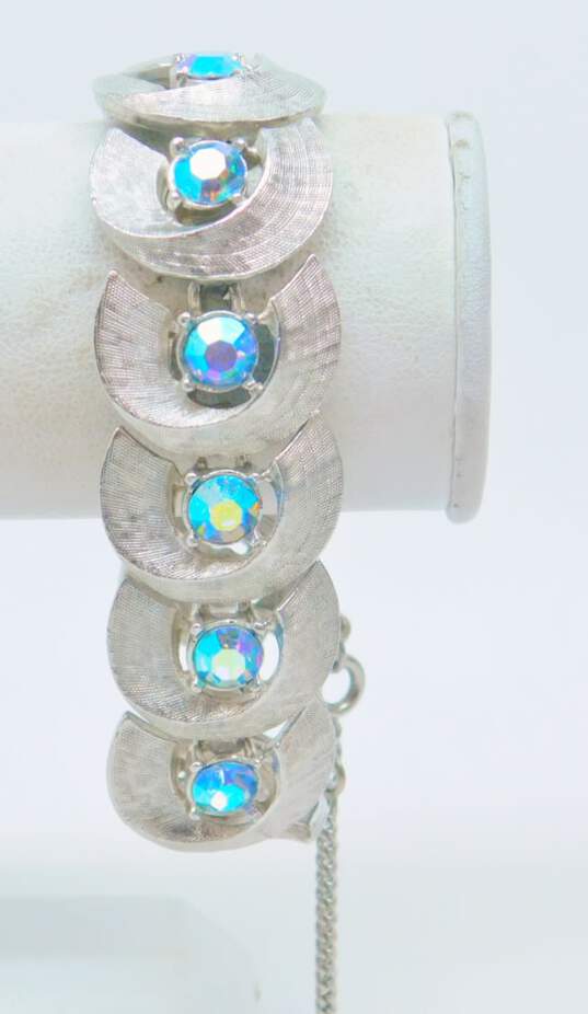 Vintage Laguna Clip Earrings & Silver Tone Blue Aurora Borealis Crystal Jewelry 201.8g image number 2