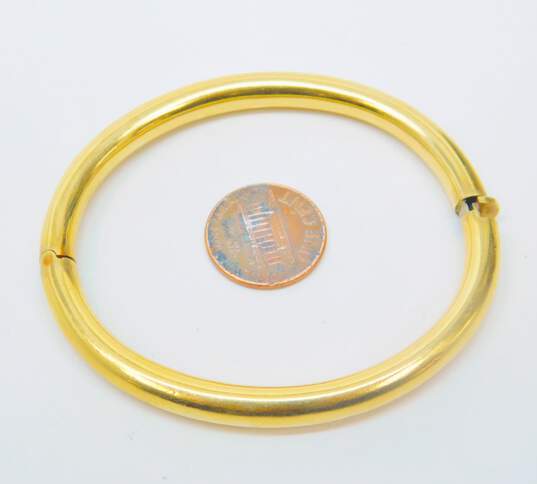 14K Gold Chunky Tube Hinged Oval Bangle Bracelet 13.7g image number 5