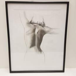 Feminine Figure Sketch - Charcoal on Paper - Signed by Artist - 1995