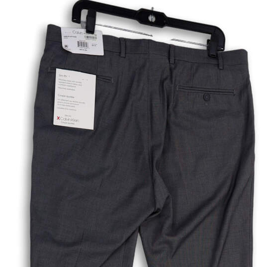 NWT Mens Gray Flat Front Pockets Straight Leg Slim Fit Dress Pants Sz 36x34 image number 4
