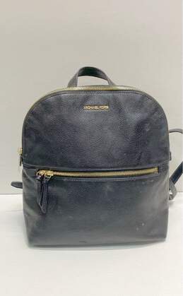 Michael Kors Rhea Black Leather Zip Backpack Bag
