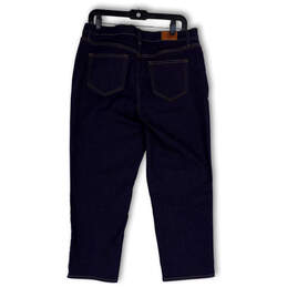Womens Blue Denim Dark Wash Stretch Pocket Skinny Leg Cropped Jeans Size 14