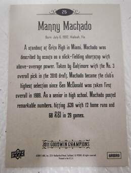 2011 Manny Machado Upper Deck Goodwin Champions Rookie alternative image