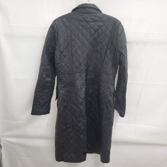 Express Quilted Black Leather Trench Coat Women's Size 11/12 image number 2