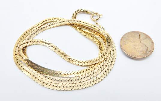 14K Yellow Gold Herringbone Chain Necklace 12.9g image number 5