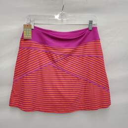 NWT Title Nine WM's Coral Neon Pink & Orange Stripe Skort Skirt Size M alternative image