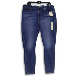 NWT Womens Blue Denim Medium Wash High-Rise Skinny Jeans Size 18 M W34 L30