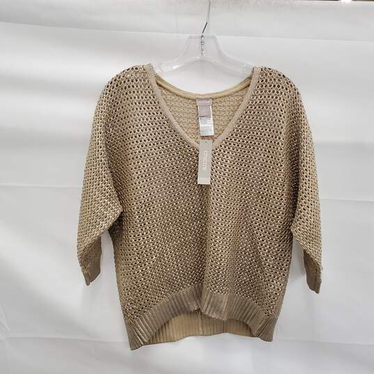 Chico's V-Neck Open-Stitch Pullover Sweater sz 1P image number 1