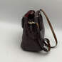 Womens Maroon Shiny Leather Signature Embossed Detachable Strap Satchel Bag image number 3